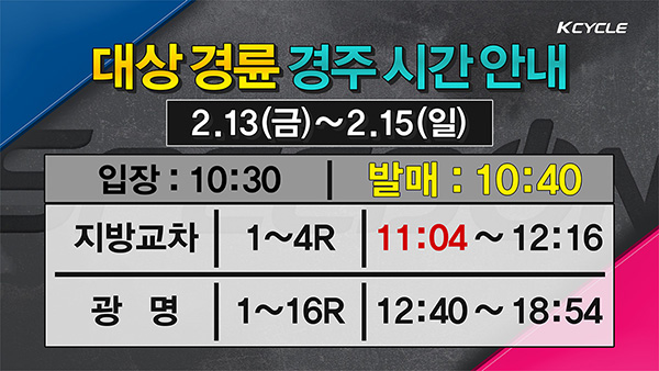 스피드온배 대상경륜 경주 시간 안내